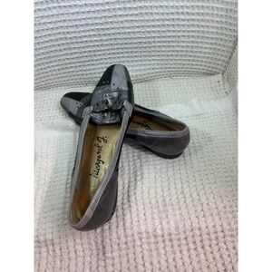 Vintage Womens Margaret Jerrold Elephant Loafers 11 Black Silver Patchwork Flats